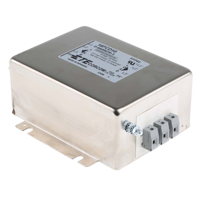 1 pcs - TE Connectivity, Corcom FCD 16A 480 V ac, Flange Mount Power Line Filter, Terminal Block 3 Phase