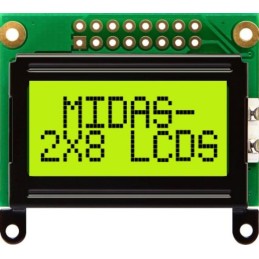 1 pcs - Midas MC20805B6W-SPTLY-V2 Alphanumeric LCD Alphanumeric Display, 2 Rows by 8 Characters
