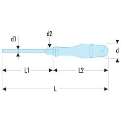 1 pcs - Facom Slotted Screwdriver, 12 mm Tip, 250 mm Blade, 375 mm Overall