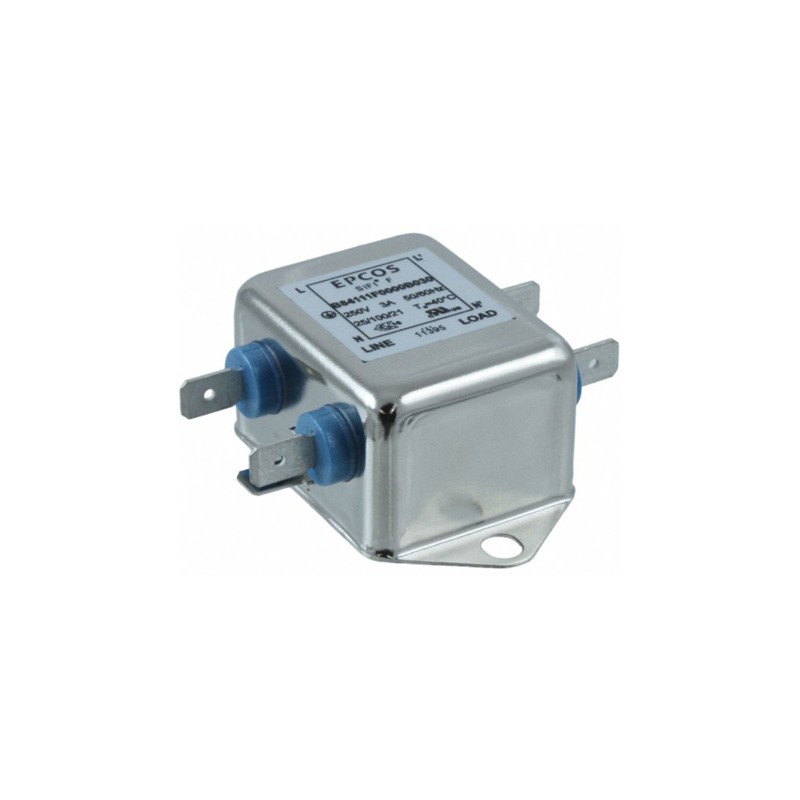 1 pcs - EPCOS, B84111F 3A 250 V ac/dc 60Hz, Flange Mount EMC Filter, Tab, Single Phase