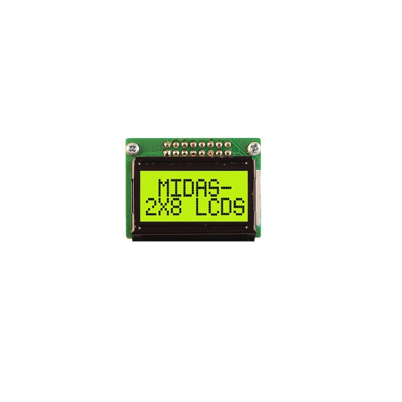 1 pcs - Midas MC20805B6W-SPTLY3.3-V2 LCD LCD Display, 2 Rows by 8 Characters