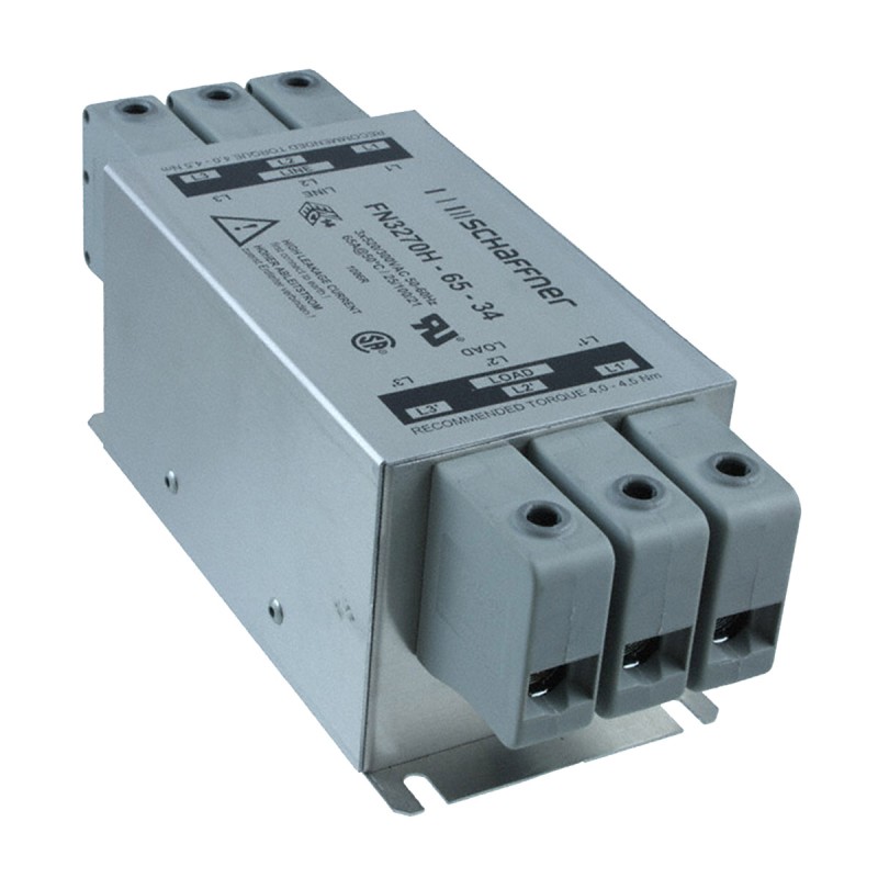 1 pcs - Schaffner, FN3270 65A 520/300 V ac 60Hz, Chassis Mount EMC Filter, Terminal Block 3 Phase