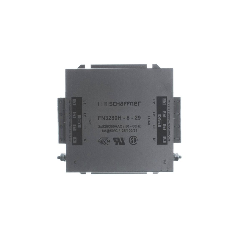 1 pcs - Schaffner, FN3280 8A 520/300 V ac 60Hz, Chassis Mount EMI Filter, Terminal Block 3 Phase