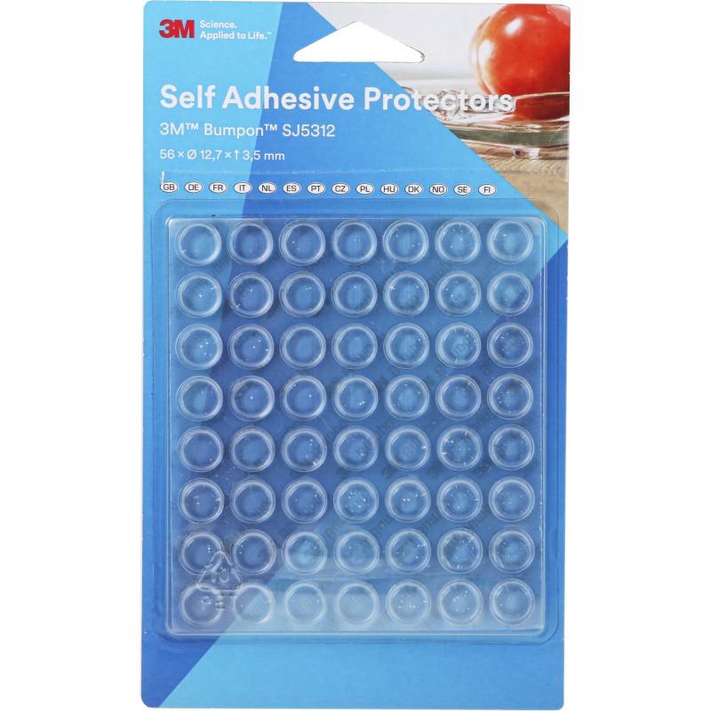 1 Bag of 56 - 3M Cylindrical PUR Self Adhesive Feet, 12.7mm diameter 12.7mm width x 3.5mm length x 3.5mm height