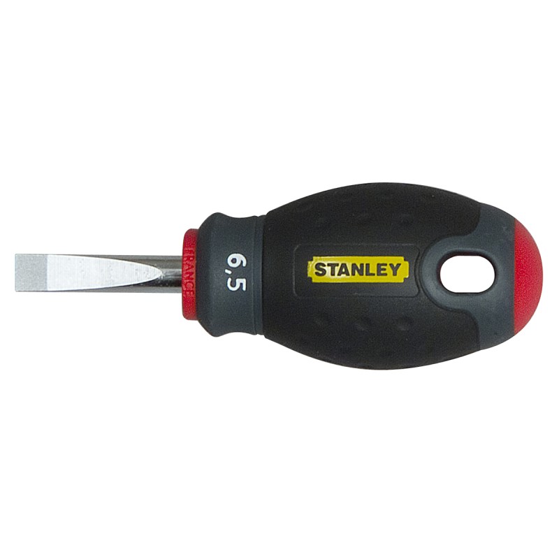 1 pcs - Stanley Slotted Stubby Screwdriver, 6.5 mm Tip, 30 mm Blade