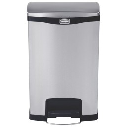 1 pcs - Rubbermaid Commercial Products Slim Jim 50L Chrome Pedal Stainless Steel Waste Bin