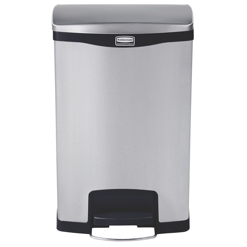 1 pcs - Rubbermaid Commercial Products Slim Jim 50L Chrome Pedal Stainless Steel Waste Bin