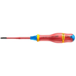 1 pcs - Facom Pozidriv Insulated Screwdriver, PZ1 Tip, 100 mm Blade, VDE/1000V, 210 mm Overall