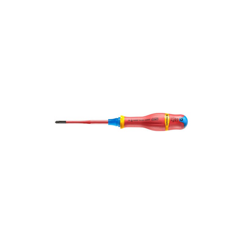 1 pcs - Facom Pozidriv Insulated Screwdriver, PZ1 Tip, 100 mm Blade, VDE/1000V, 210 mm Overall