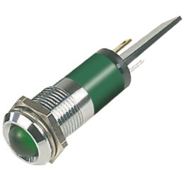1 pcs - RS PRO Green Panel Mount Indicator, 110V ac, 14mm Mounting Hole Size, Solder Tab Termination, IP67