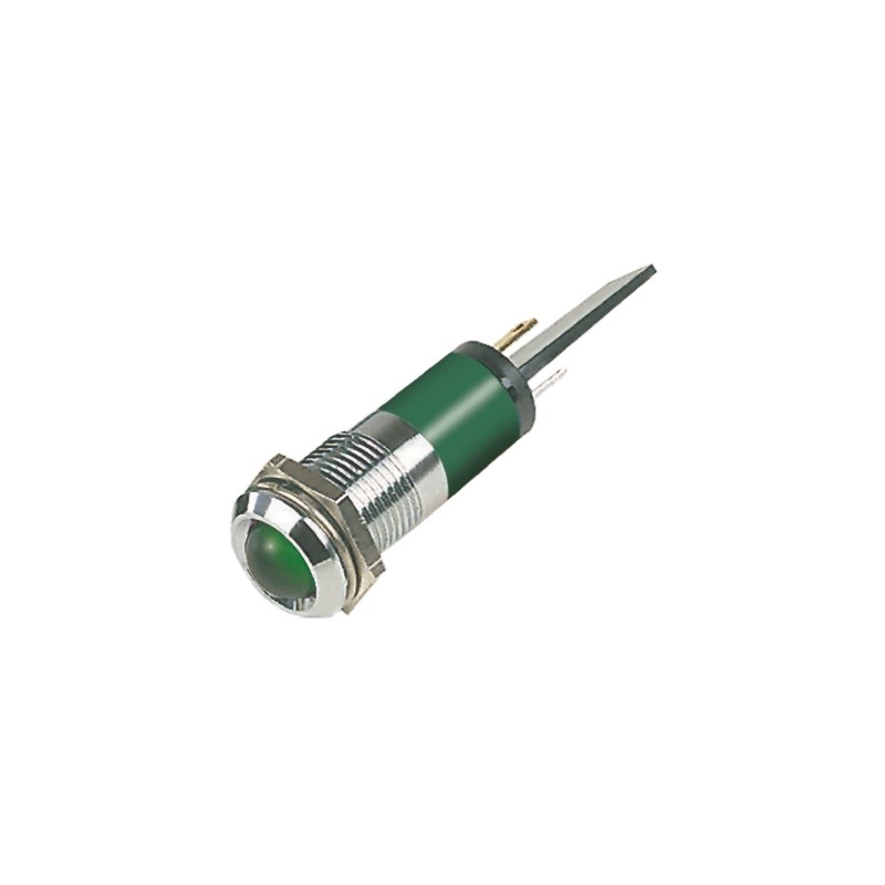 1 pcs - RS PRO Green Panel Mount Indicator, 110V ac, 14mm Mounting Hole Size, Solder Tab Termination, IP67