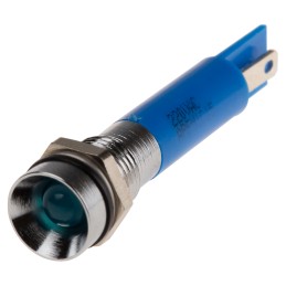 1 pcs - RS PRO Blue Panel Mount Indicator, 220V ac, 8mm Mounting Hole Size, IP67