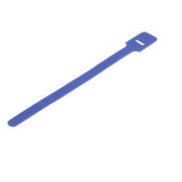 10 pcs - RS PRO Cable Tie, Hook and Loop, 225mm x 25 mm, Blue Nylon