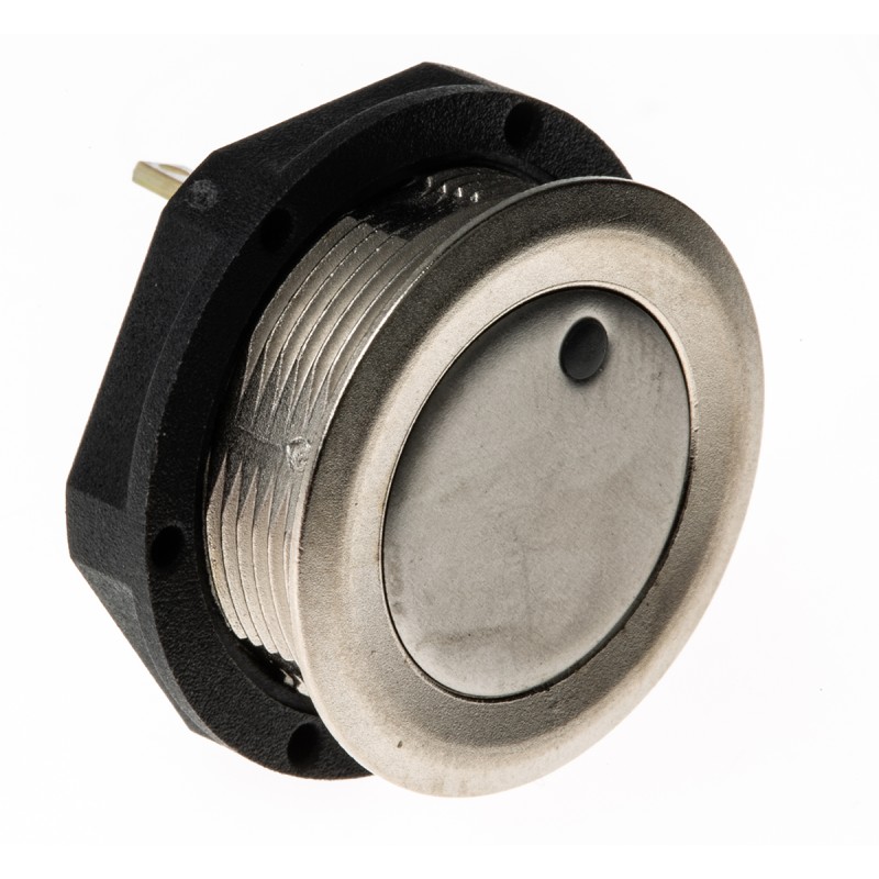 1 pcs - Schurter MCS 19 Series Illuminated Push Button Switch, Momentary, Panel Mount, 19mm Cutout, SPST, Green LED, 48V dc