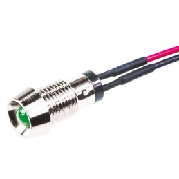 1 pcs - Marl Green Panel Mount Indicator, 2.8V, 8mm Mounting Hole Size, Lead Wires Termination