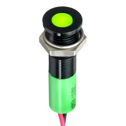 1 pcs - RS PRO Green Panel Mount Indicator, 2V dc, 8mm Mounting Hole Size, Lead Wires Termination, IP67