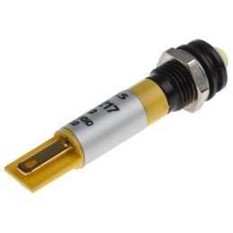 1 pcs - RS PRO Yellow Panel Mount Indicator, 8mm Mounting Hole Size, Solder Tab Termination, IP67