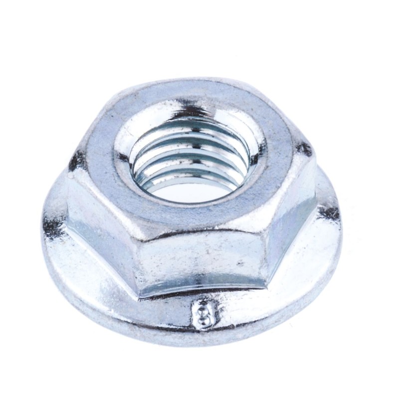 1 Bag of 100 - RS PRO, Bright Zinc Plated Steel Flanged Hex Nut, DIN 6923, M6