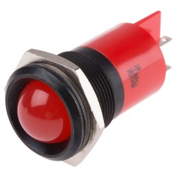 1 pcs - RS PRO Red Panel Mount Indicator, 12V dc, 22mm Mounting Hole Size, Solder Tab Termination