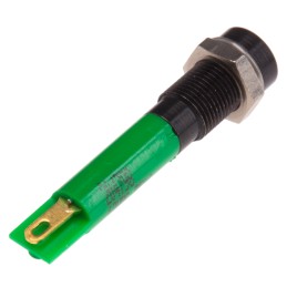 1 pcs - RS PRO Green Panel Mount Indicator, 12V dc, 6mm Mounting Hole Size, Solder Tab Termination