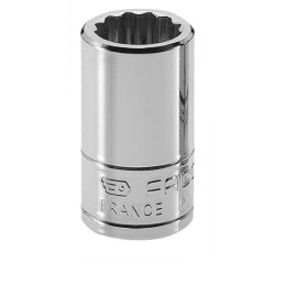 1 pcs - Facom 1/4 in Drive 9mm Standard Socket, 12 point, 22 mm Overall Length