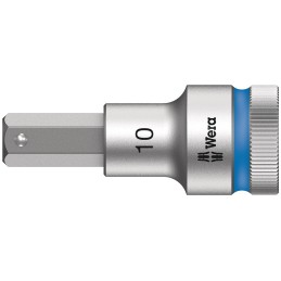 1 pcs - Wera 1/2 in Drive Bit Socket, Hex Bit, 10mm, VDE/1000V, 60 mm Overall Length