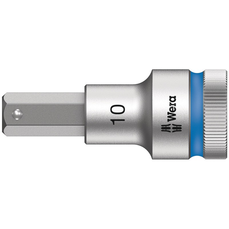 1 pcs - Wera 1/2 in Drive Bit Socket, Hex Bit, 10mm, VDE/1000V, 60 mm Overall Length