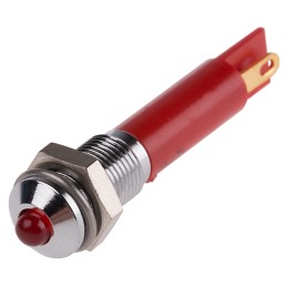 1 pcs - RS PRO Red Panel Mount Indicator, 12V dc, 6mm Mounting Hole Size, Solder Tab Termination