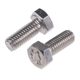 1 Bag of 100 - Plain Stainless Steel Hex, Hex Bolt, M5 x 12mm