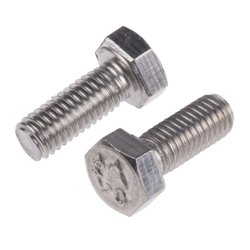 1 Bag of 100 - Plain Stainless Steel Hex, Hex Bolt, M5 x 12mm