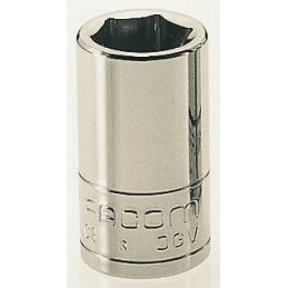 1 pcs - Facom 1/4 in Drive 12mm Standard Socket, 6 point, 22 mm Overall Length