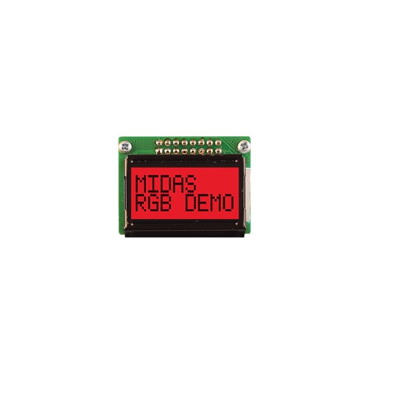 1 pcs - Midas MD20805B6W-FPTLRGB LCD LCD Display, 2 Rows by 8 Characters