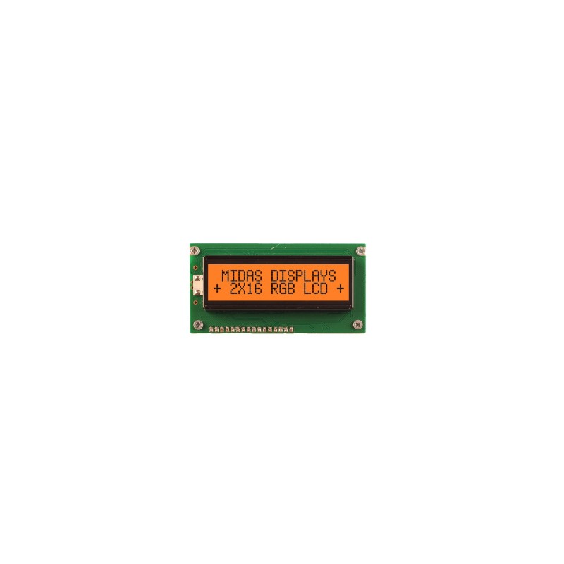 1 pcs - Midas MD21605A6W-FPTLRGB LCD LCD Display, 2 Rows by 16 Characters