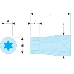 1 pcs - Facom 1/4 in Drive E10 Standard Socket, e-Torx, 22 mm Overall Length