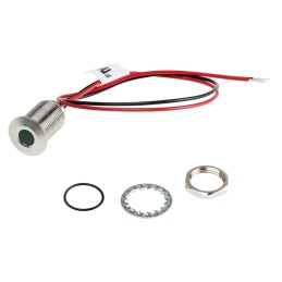 1 pcs - RS PRO Green Panel Mount Indicator, 10.8 - 13.2V dc, 10mm Mounting Hole Size, Lead Wires Termination, IP67