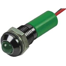 1 pcs - RS PRO Green Panel Mount Indicator, 24V dc, 8mm Mounting Hole Size, Lead Wires Termination, IP67