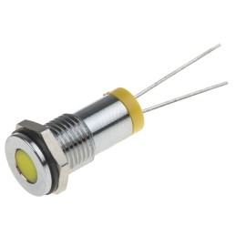 1 pcs - RS PRO Yellow Panel Mount Indicator, 2V dc, 8mm Mounting Hole Size, IP67