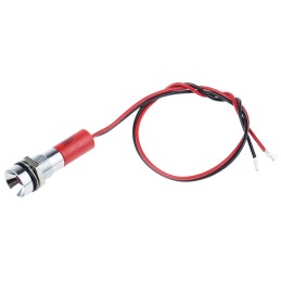 1 pcs - RS PRO Red Panel Mount Indicator, 12V dc, 6mm Mounting Hole Size, Lead Wires Termination, IP67