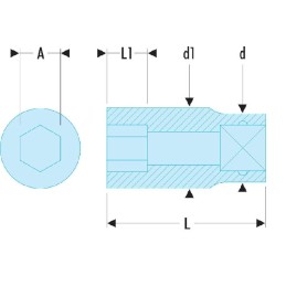 1 pcs - Facom 1/2 in Drive 1in Standard Socket, 6 point, 38 mm Overall Length