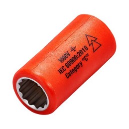 1 pcs - ITL Insulated Tools Ltd 3/8 in Drive 14mm Insulated Standard Socket, 12 point, VDE/1000V, 44 mm Overall Length