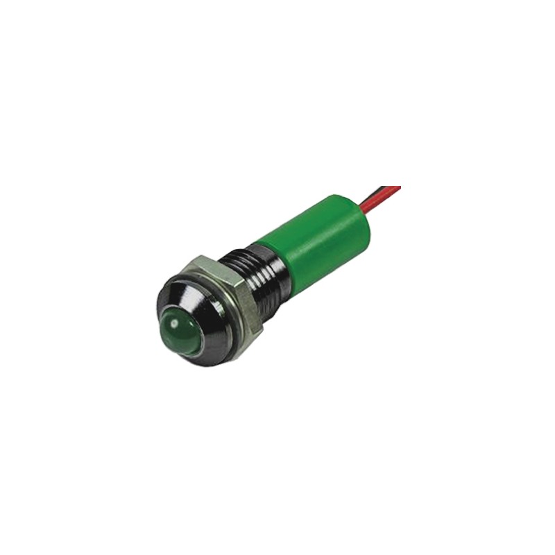 1 pcs - RS PRO Green Panel Mount Indicator, 2V dc, 8mm Mounting Hole Size, Lead Wires Termination, IP67