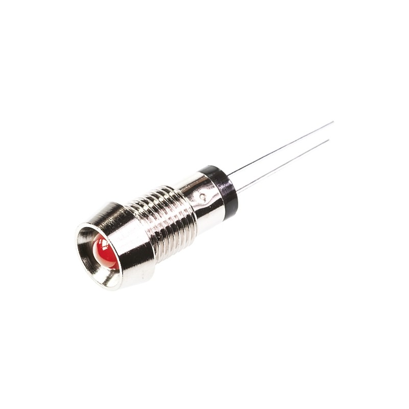 1 pcs - Marl Red Panel Mount Indicator, 2.8V, 8mm Mounting Hole Size, Lead Wires Termination