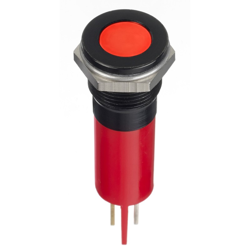 1 pcs - RS PRO Red Panel Mount Indicator, 12V dc, 12mm Mounting Hole Size, Faston, Solder Lug Termination, IP67