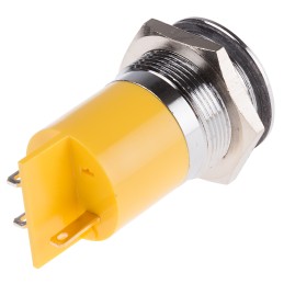 1 pcs - RS PRO Yellow Panel Mount Indicator, 230V ac, 22mm Mounting Hole Size