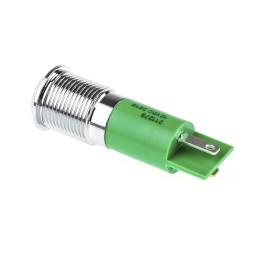 1 pcs - RS PRO Green Panel Mount Indicator, 12V dc, 14mm Mounting Hole Size, Solder Tab Termination