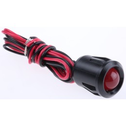 1 pcs - RS PRO Red Panel Mount Indicator, 12V dc, 14mm Mounting Hole Size, Lead Wires Termination