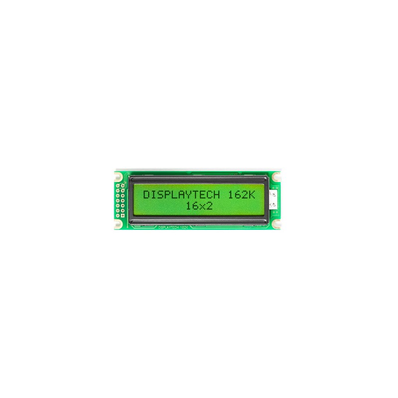 1 pcs - Displaytech 162K BC BW 162K Alphanumeric LCD Display, Yellow-Green on, 2 Rows by 16 Characters, Transflective