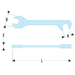 1 pcs - Facom Open Ended Spanner, 3.2mm, Metric, Double Ended, 70 mm Overall
