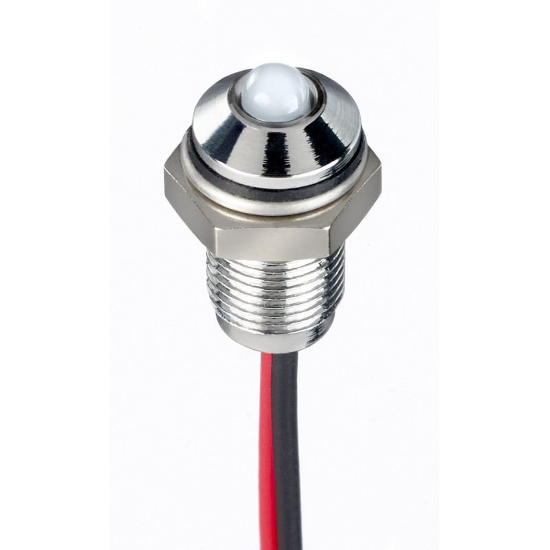 1 pcs - RS PRO White Panel Mount Indicator, 21.6 - 26.4V dc, 6mm Mounting Hole Size, Lead Wires Termination, IP67