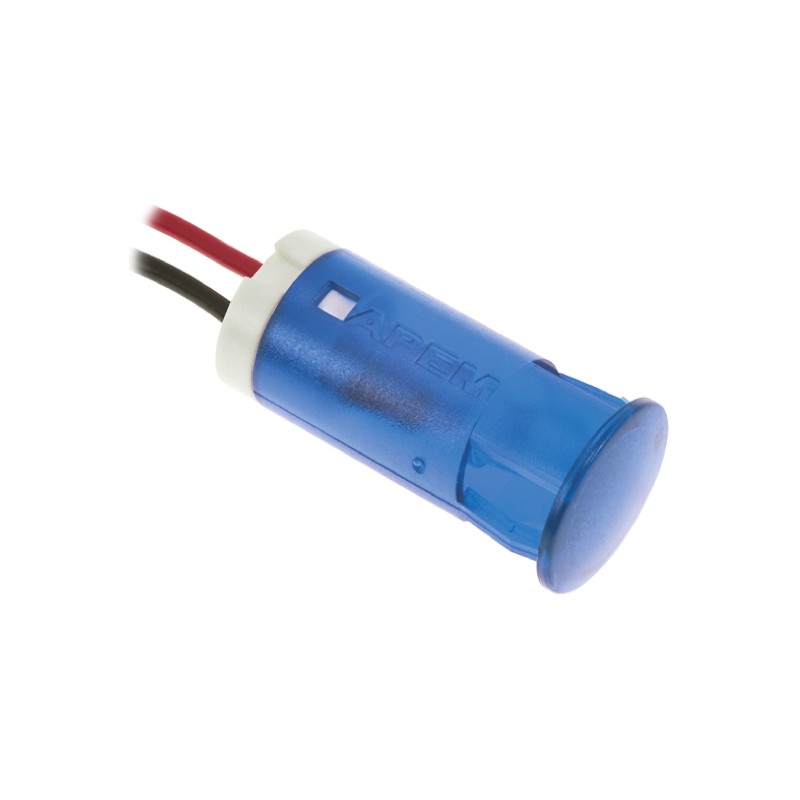 1 pcs - Apem Blue Panel Mount Indicator, 24V dc, 12mm Mounting Hole Size, Lead Wires Termination